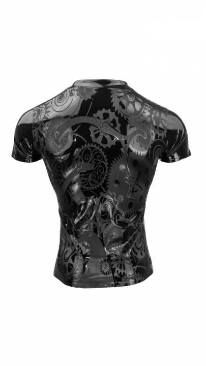 Latex Polo Shirt Steampunk black Laser Edition easy-to-dress